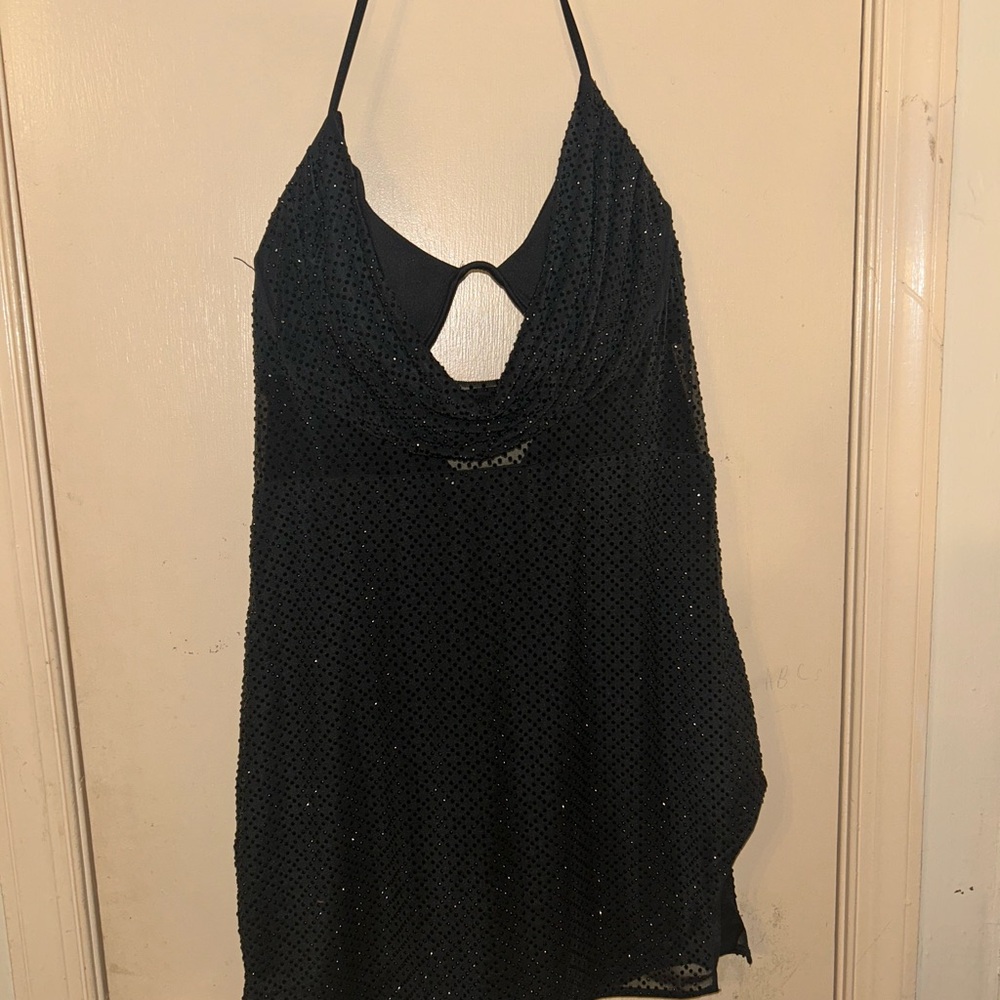 Oh Polly Black Sequin Halter Dress